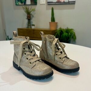 Cynthia Rowley | Little Girls Size 9 Gold Sparkly Combat Boots